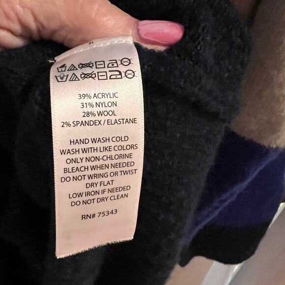 C&C California blue gray black color block sweater size 1x wool blend - Picture 3 of 4